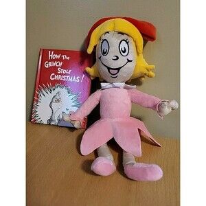 Dr. Seuss The Grinch Cindy Lou Doll Plush Stuffed Animal Toy 15" w/book Preowned